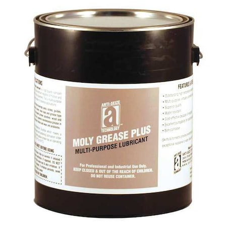 Anti-Seize Technology 24105 - Multipurpose Grease, 5 lb, Pail, Mineral Base, 375 Degrees F Max Op Temp, Black, Moly-Grease Plus Series