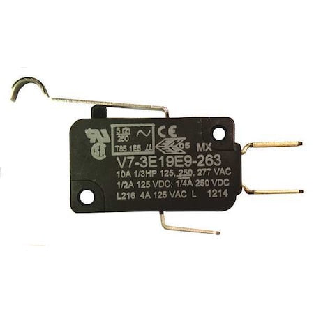 Honeywell V7-3E19E9-263 - Miniature Snap Action Switch - SPDT, Lever Roller, 10 A, Quick Connect