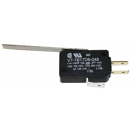 Honeywell V7-1B17D8-048 - Snap Action Switch - V7 Series, SPDT, Long Lever, 11 A 277 V AC, QC Terminals