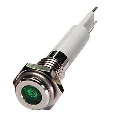 24M034 - Flat Indicator Light, Green, 12 VDC, Size: 6mm Mounting dia