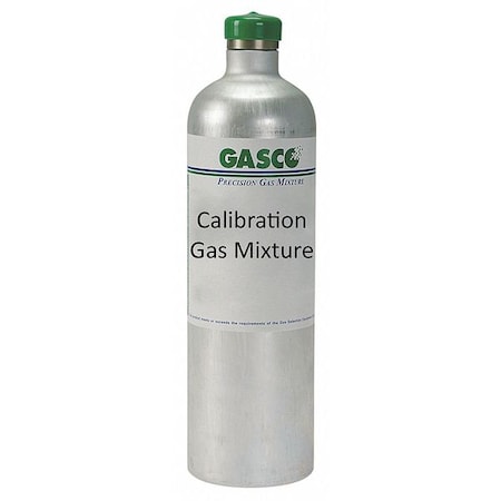 Gasco 34L-125-140 - Calibration Gas, Nitric Oxide, Nitrogen, 34 L, C-10 Connection, +/-5% Accuracy