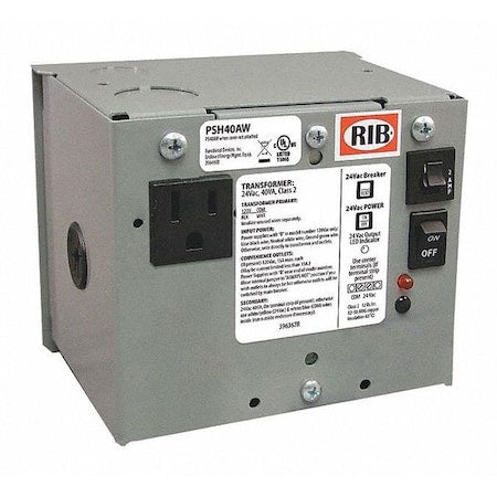 Functional Devices-Rib PSH40AW - Enclosed Power Supply, 120 V AC, 24 V AC, 40 VA