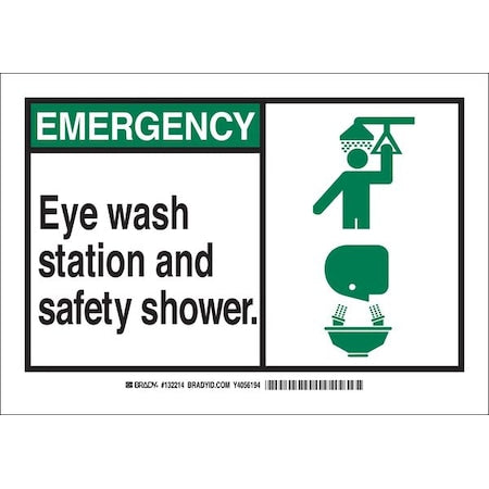 Brady 132217 - Emergency Eye Wash Station and Safety Shower, 10 in x 14 in, Rectangle, Aluminum, 132217