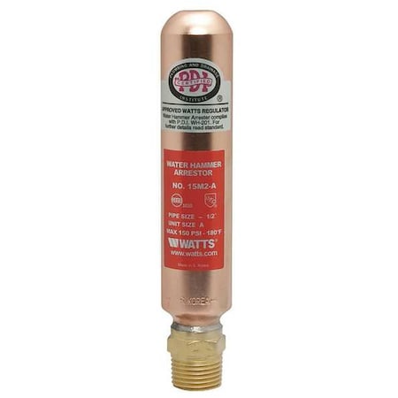 Watts LF15M2-A - Water Hammer Arrestor,1/2 In NPT,Copper