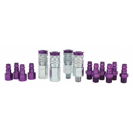 Milton S-314VKIT - Hi-Flw PRO Set,V-Style,Prpl,1/4",14 pcs.