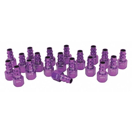 Milton 761VC-20 - High-Flow Quick Connect Plug, V-Style, 1/4 in FNPT, Steel, Purple, PK20
