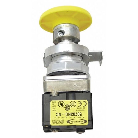 Rees 40102104 - Push Buttn w/1 NO/1 NC Cntct,30.5mm,Yllw