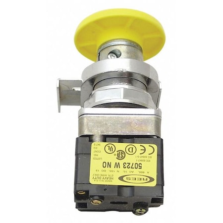 Rees 40102114 - Push Buttons w/1 NO/1 NC,Yellow,30.5mm