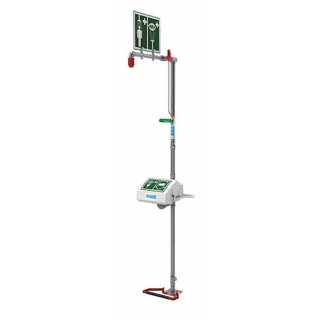 Hughes Safety Showers 18GS45GT - Combination Shower, Floor Mount, ABS Plastic Covered Bowl, Stainless Steel Pipes, Top Inlet