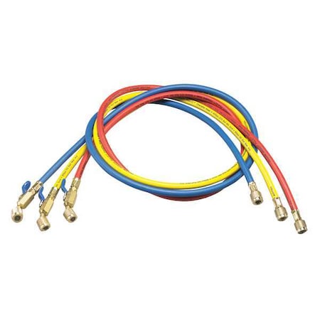 Yellow Jacket 29983 - Manifold Hose Set, 36 In, Red, Yellow, Blue, Angle: 45 Degrees