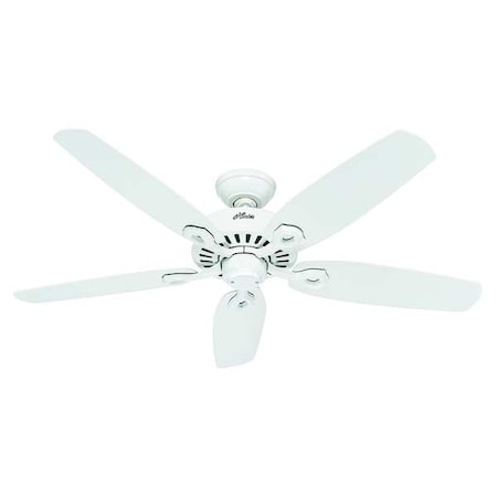 Hunter 53240 - Decorative Ceiling Fan, 52 in Blade Dia, 5 Blades, 3 Speeds, 120 V AC, Snow White