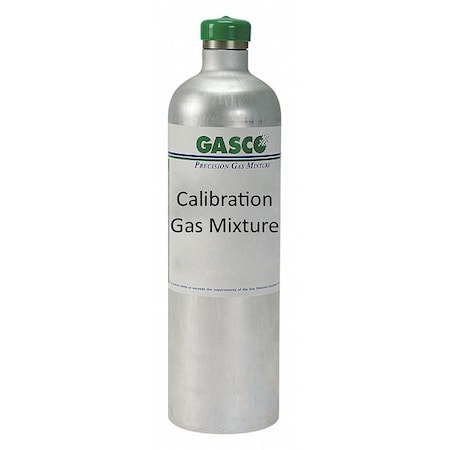 Gasco X04AI98CA340000 - Calibration Gas, Carbon Monoxide, Hydrogen Sulfide, Nitrogen, Oxygen, Propane, 34 L, +/-5% Accuracy
