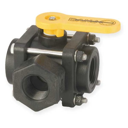 Banjo V100SL - 1" FNPT Polypropylene Ball Valve 3-Way Union