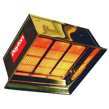 Dayton 3E134 - Suspended Gas Infrared Flat Panel Heater, 90000 Btu H, 576 sq ft Heating Area, 120 V AC