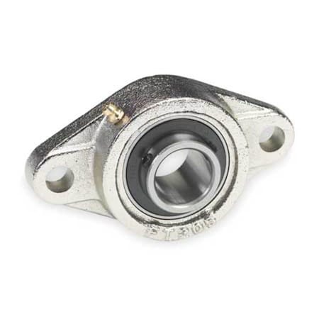 Dayton 3FDD9 - 2 Holes, Rhombus Housing, 2 Bolt Flange Bearing, Radial Ball, 5/8 in Dia, Cast Iron, Set Screw