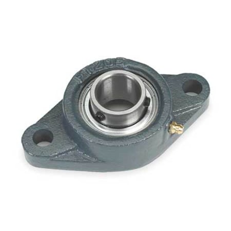 Dayton 3FDC1 - 2 Holes, Rhombus Housing, 2 Bolt Flange Bearing, Radial Ball, 1 in Dia, Cast Iron, Set Screw