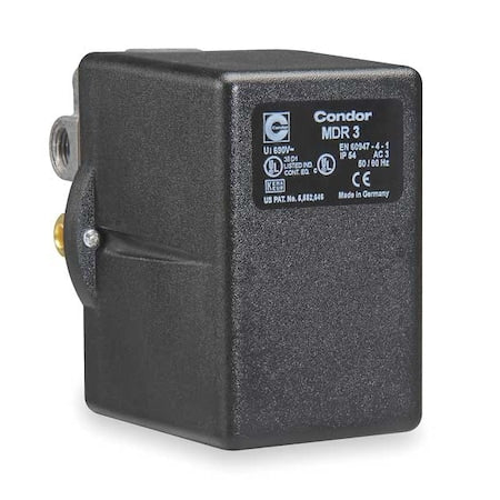 Condor Usa 31SGXEXX - Pressure Switch, Standard, 3 PST, 4 Ports, 3/8" FNPT, 1/4" FNPT, 45 to 160 psi Range