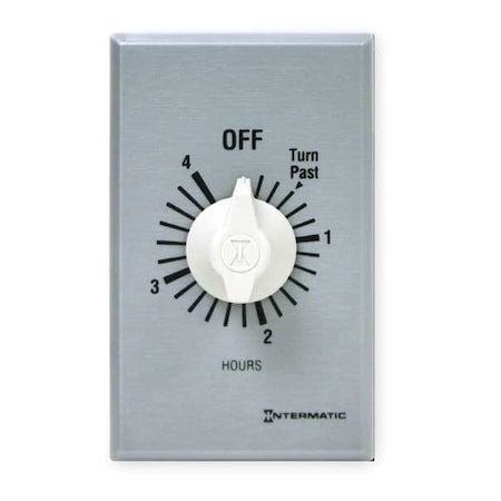 Intermatic FF4H - Spring Wound Countdown Timer, 4 Hr Max, SPST, 125-277 V AC, Silver, Without Hold