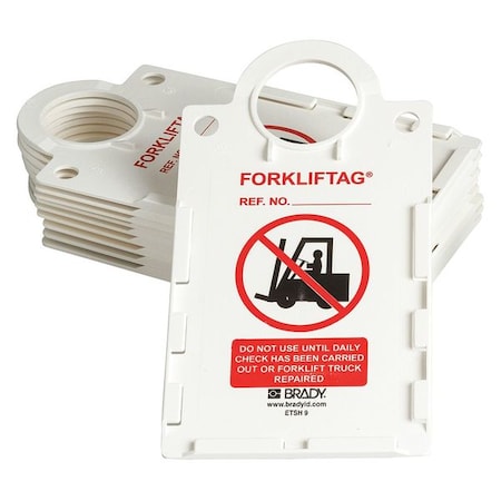 Brady FLT-ETSH9 - Forklift(TM) Tag Holder, Lockout Tagout, Plastic, 11 1/4 in H x 6 in W, Black, Red, White, 10 PK