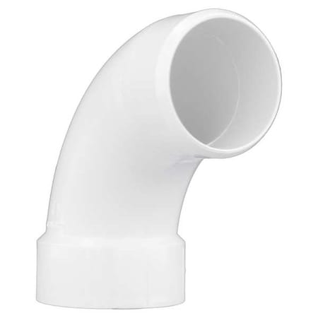 N/A 06063 - PVC 90 Degree Long Sweep Street Elbow, Spigot x Hub x Hub, 3 in Pipe Size