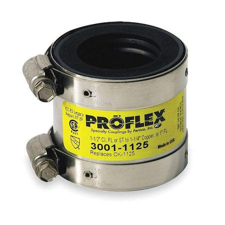 Fernco 3001-1125 - Shielded Coupling,Pipe Size 1-1/2x1-1/4"