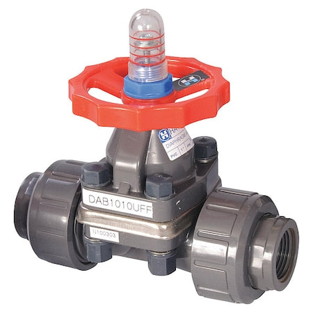 Hayward Flow Control DAB1020UFF - Diaphragm Valve, True Union, 2", PVC/FPM, S/T