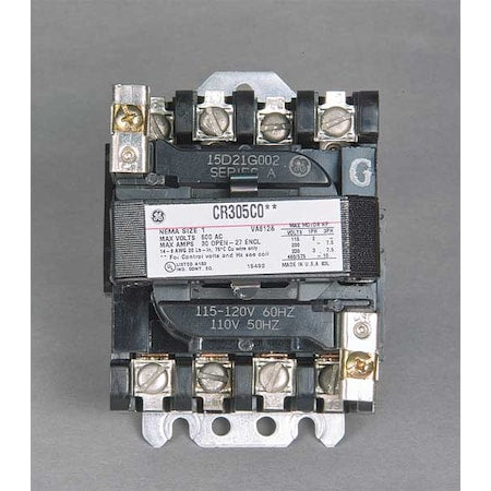 Ge CR305B002 - 120 VAC Non-Reversing Magnetic Contactor 3 P 18 A NEMA 0