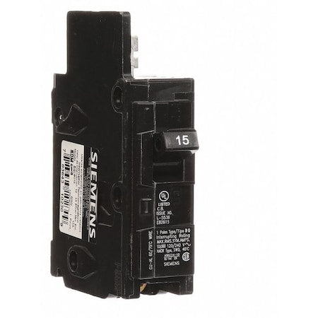 Siemens BQ1B015 - Miniature Circuit Breaker, BQ Series, 15 A, 1 Pole, 120 V AC, 10k A at 120 V AC