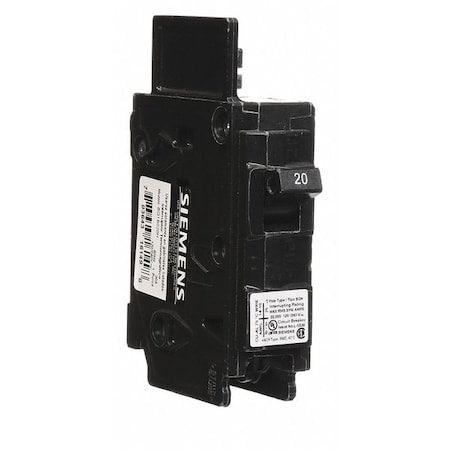 Siemens BQ1B020H - Miniature Circuit Breaker, BQH Series, 20 A, 1 Pole, 120 V AC, 22k A at 120 V AC