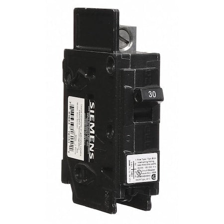 Siemens BQ1B030H - Miniature Circuit Breaker, BQH Series, 30 A, 1 Pole, 120 V AC, 22k A at 120 V AC