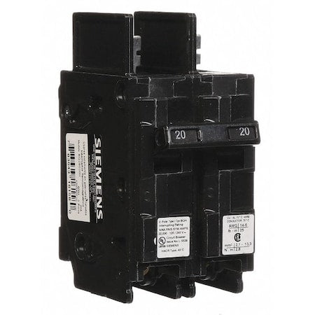 Siemens BQ2B020H - Miniature Circuit Breaker, BQH Series, 20 A, 2 Pole, 120/240 V AC, 22k A at 120/240 V AC