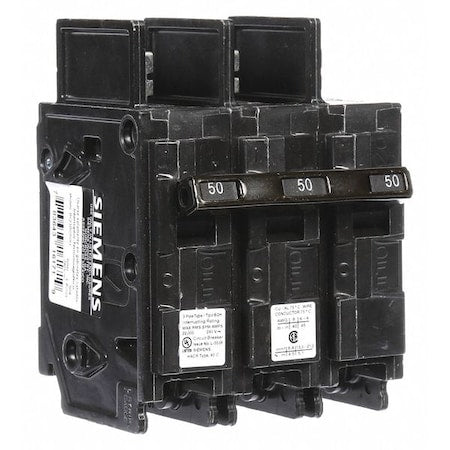 Siemens BQ3B050H - Miniature Circuit Breaker, BQH Series, 50 A, 3 Pole, 240 V AC, 22k A at 240 V AC