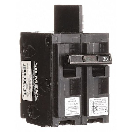 Siemens BQ1B02000S01 - Miniature Circuit Breaker, BQ Series, 20 A, 1 Pole, 120 V AC, 10k A at 120 V AC