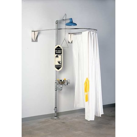 21075 - Privacy Curtain, Vinyl, White, For Use With, Shower with Eyewash