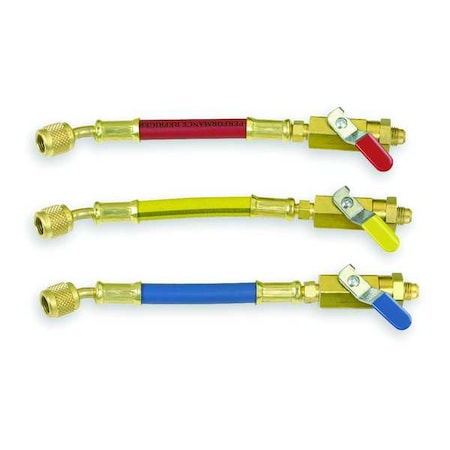 Imperial 800-MBS - Ball Valve Hose Set,6 In,Red,Yellow,Blue