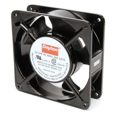 Dayton 3LE74 - Axial Fan, Square, 230 V AC, 1 Phase, Cast Aluminum, 4 11/16 in W.
