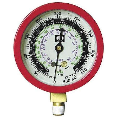 Jb Industries M2-875 - Gauge,3-1/8 In Dia,High Side,Red,500 psi