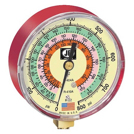 Jb Industries M2-825 - Gauge,3-1/8 In Dia,High Side,Red,800 psi