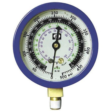 Jb Industries M2-890 - Gauge,3-1/8 In Dia,Low Side,Blue,500 psi