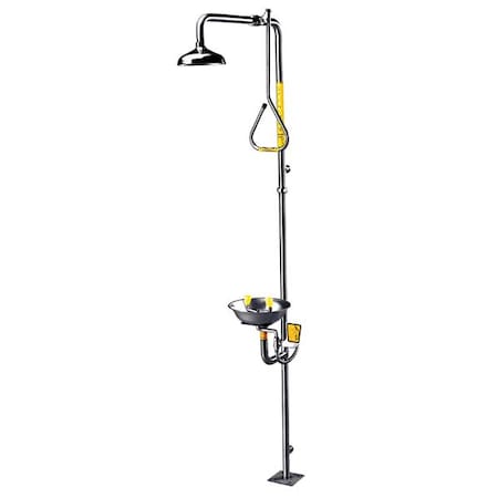 Speakman SE-625 - Emergency Shower Combination, Floor Mount, Stainless Steel Pipe, 93.75 H, Stainless Steel Bowl
