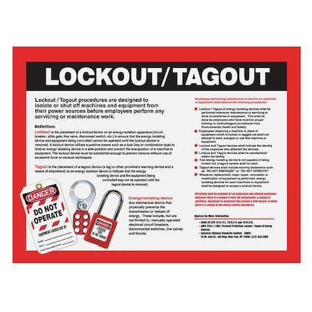 Accuform SP124479L - Safety Poster, Lockout Tagout, 17 in H x, 22 in W, Plastic