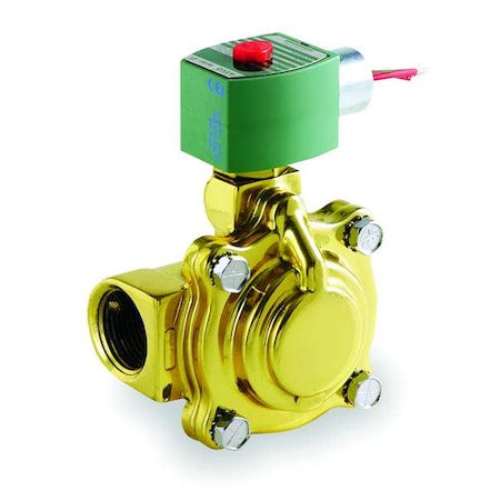 Asco 8210G004 - Solenoid Valve, 2-Way, 2-Position, Normally Closed, 1 in Pipe Size, 24 V AC, High Flow, Brass, NBR