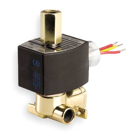 Asco EF8317G035 - Solenoid Valve, 3-Way, 2-Position, Normally Closed, 1/4 in Pipe Size, 120 V AC, Quick Exhaust, Brass