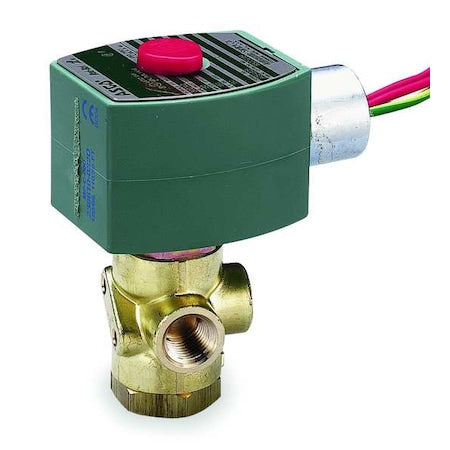 Asco EF8320G184 - Solenoid Valve, 3-Way, 2-Position, Normally Closed, 1/4 in Pipe Size, 120 V AC, Quick Exhaust, Brass