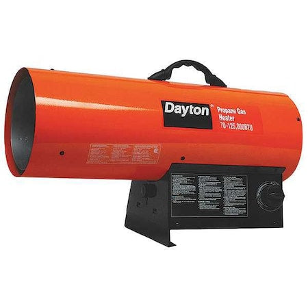 Dayton 3VE57 - Portable Gas Torpedo Heater, Liquid Propane, Continuous Spark, 11 7/8 in Wx 25 1/2 in L