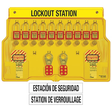 Master Lock 1483BP410ES - Lockout Station,10 Locks,Keyed Diff