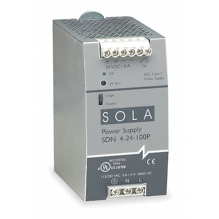 Solahd SDN524100P - DC Power Supply, 115/230 V AC, 24 V DC, 120 W, 5 A, DIN Rail/Chassis