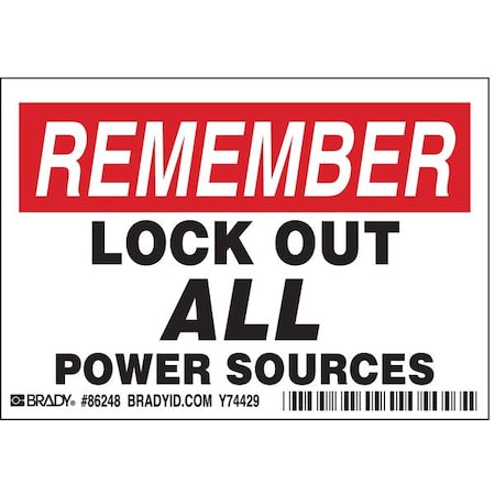 Brady 86248 - Machine/Equipment Label,English,PK5, 86248