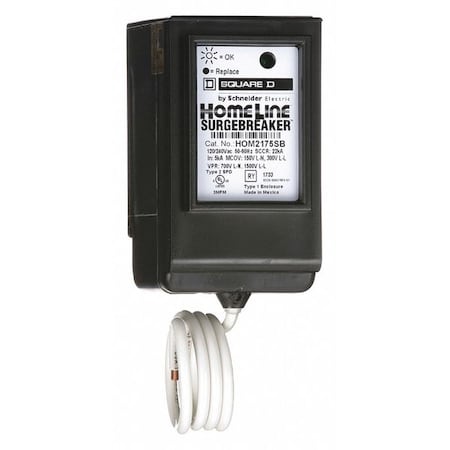 Square D HOM2175SB - Surge Protection Device, 1 Phase, 120/240 V AC, 2 Poles, 3 Wires, L-L/L-N, 900 J, NEMA 2