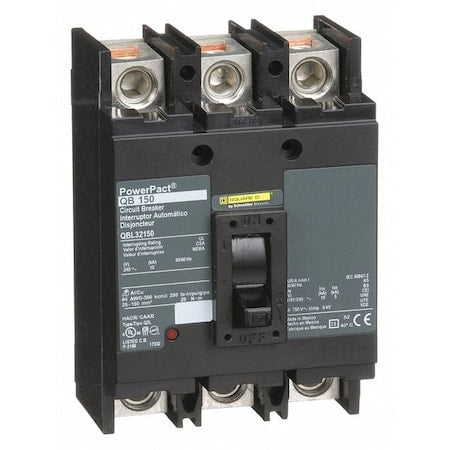 Square D QBL32150 - Molded Case Circuit Breaker, POWERPACT Q Series, 150 A, 3 Pole, 240 V AC, 10k A at 240 V AC